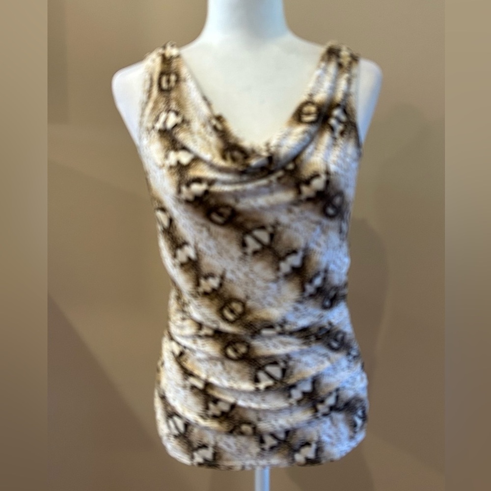 White House Black Market Pattern Snake Skin Stripe Sleeveless Shell, Size S